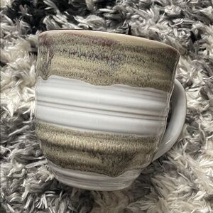 Pier 1 Ceramic Mug with Cream and Brown Hues